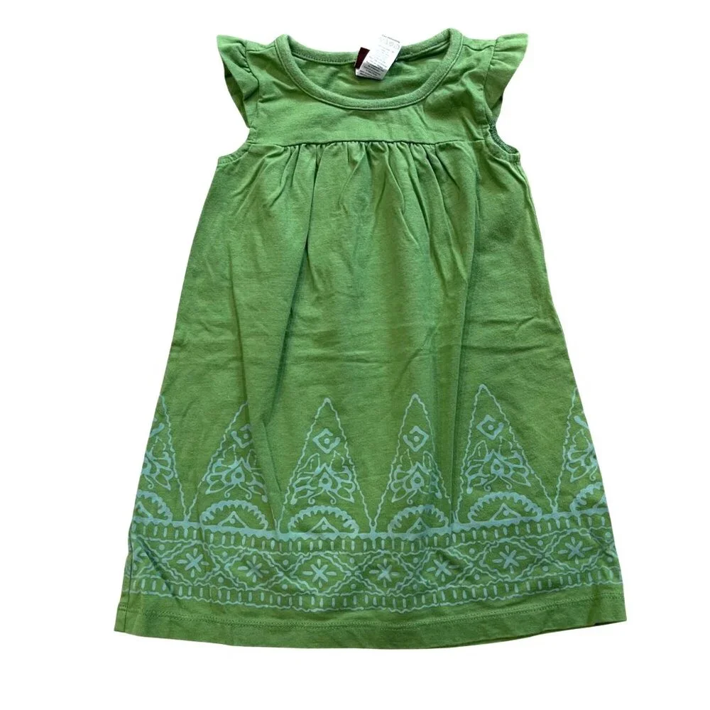 Tea Collection Knit Dress Baby Girl Size 12-18 Months 100% Cotton Flutter Sleeve